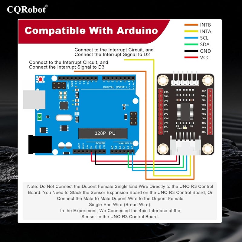 CQRobot MCP23017 IO Expansion Board Compatible with Raspberry Pi/Micro:bit/Arduino/STM32. I2C Interface Control, 2 Signal Pins Increase to 16 Input/Output Pins, Supports UP to 8 Simultaneous Uses. - Image 5